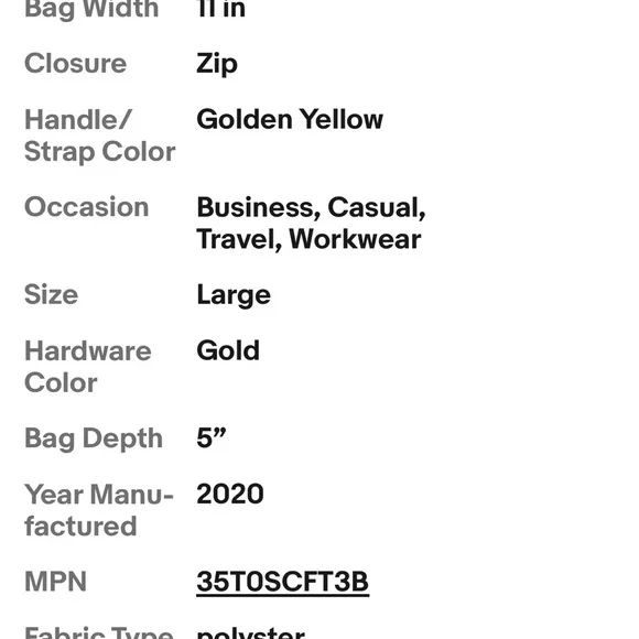 Brand New Michael Kors Charlotte Golden Yellow Tote Leather Shoulder Bag NWT - Picture 7 of 7